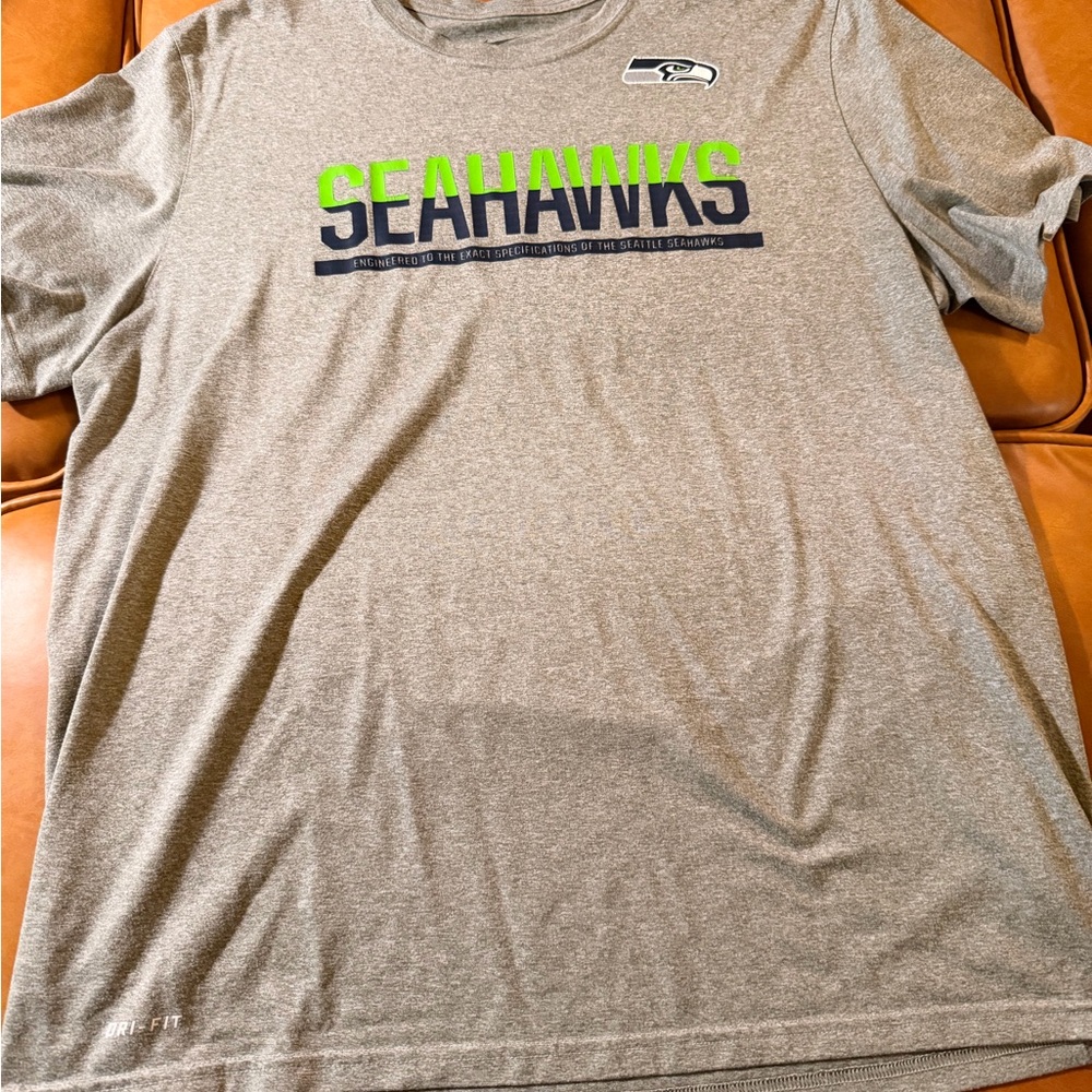 Nike Grey Seahawks Short Sleeve Dri-FIT T-Shirt with Neon Green Accent